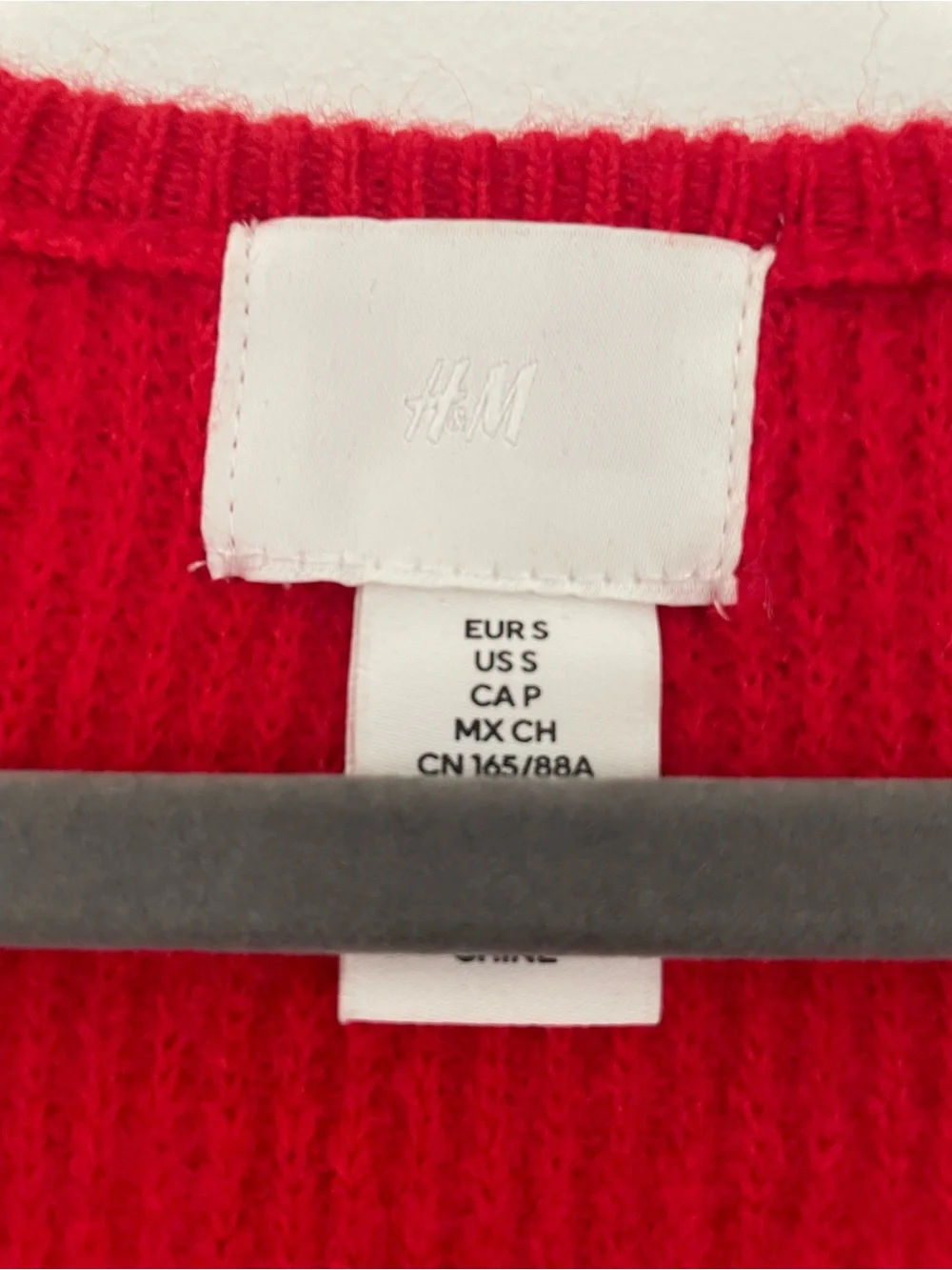 H&M Square Neck Rib Knit Long Sleeve Sweater in Red Size S EUC